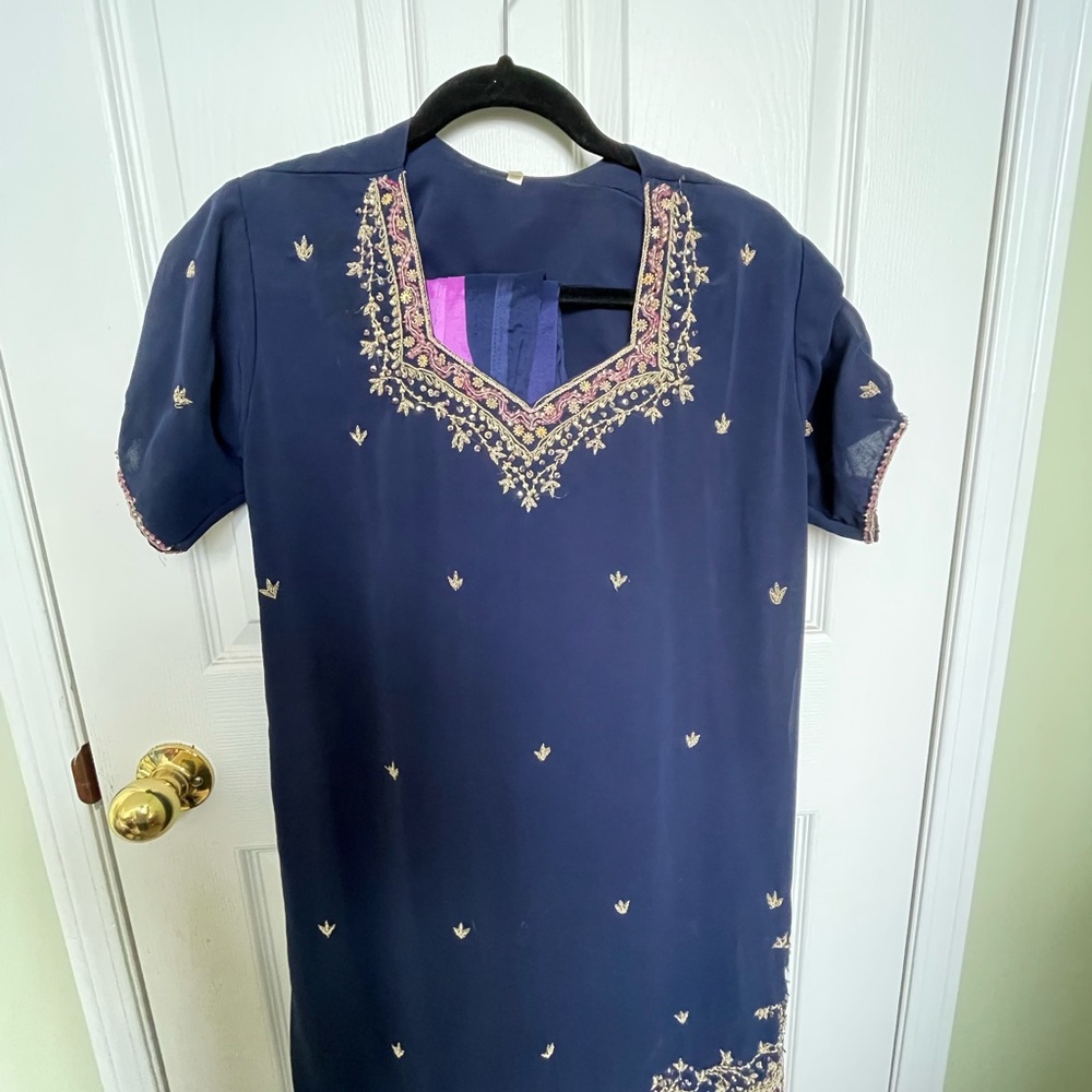 Elegant Navy Embroidered Salwar Kameez